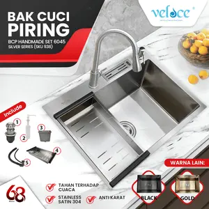 Bak Cuci Piring Stainless SUS 304 Kitchen Sink Premium VELOCE Wastafel Cuci Piring Minimalis Black 939