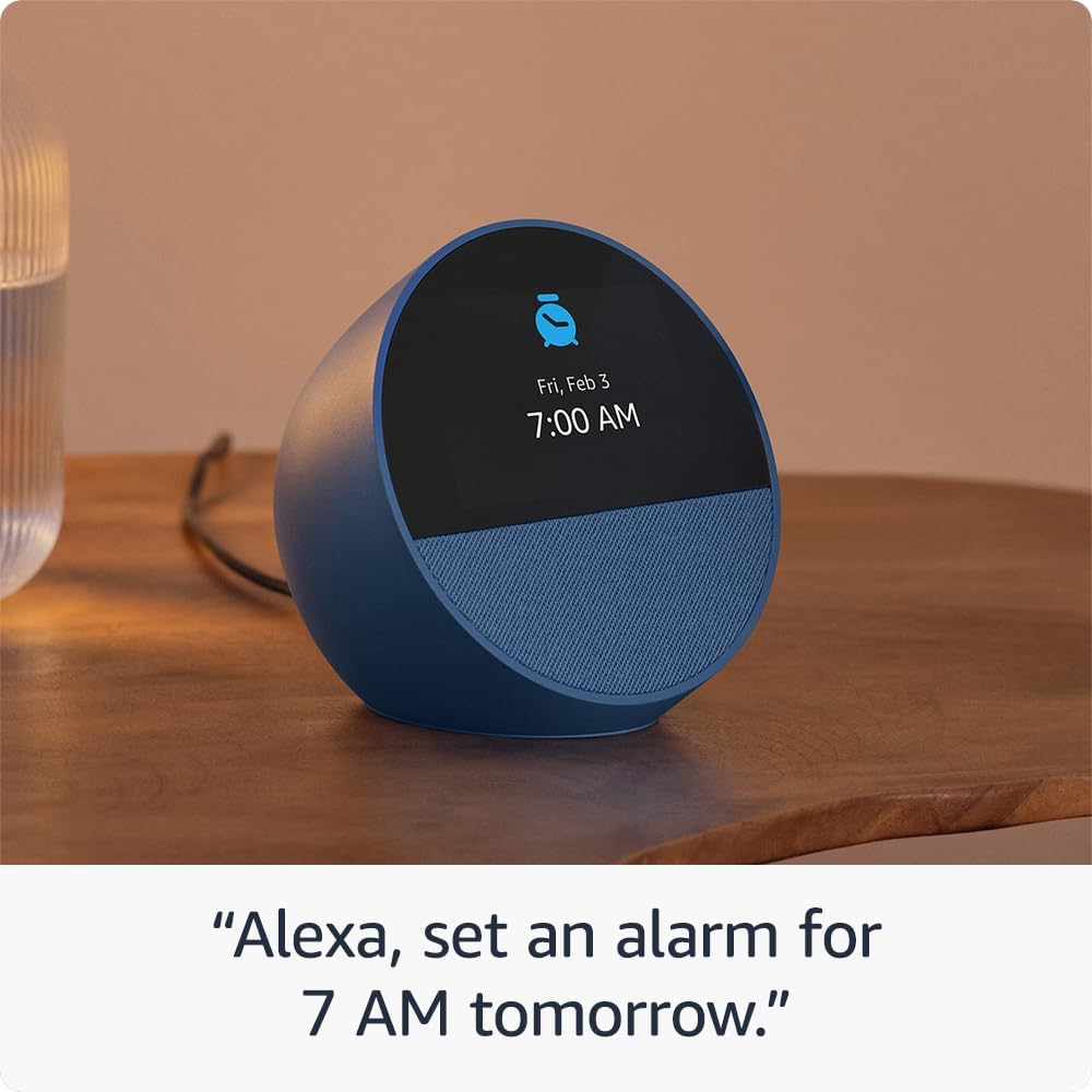All-new Amazon Echo Spot (2024 release), Smart alarm clock with vibrant sound + Alexa