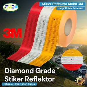 Sticker 3M Reflektif Reflektor Mobil Box Truk Dishub Stiker Reflektor Lakban Mobil Mata Kucing Sticker Reflektif Diamond Pemantul Cahaya Dengan Perekat Warna Putih Merah Kuning Per Meter
