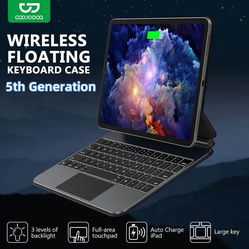 GOOJODOQ 5th Gen Pro Magic Keyboard Aluminium Body Pogo Pin Wireless Dual Charging for iPad 2024 0