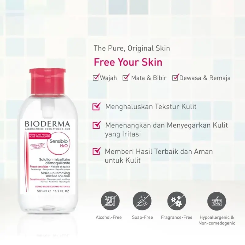 Bioderma Sensibio H2O Pump 500 ml - Micellar Water Kulit Sensitif 3
