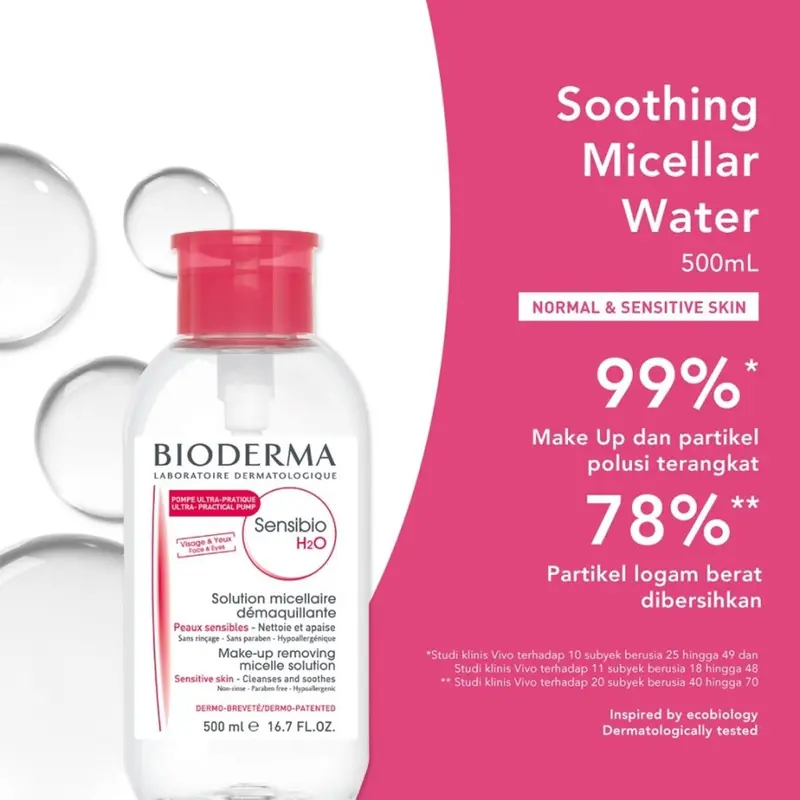 Bioderma Sensibio H2O Pump 500 ml - Micellar Water Kulit Sensitif 1
