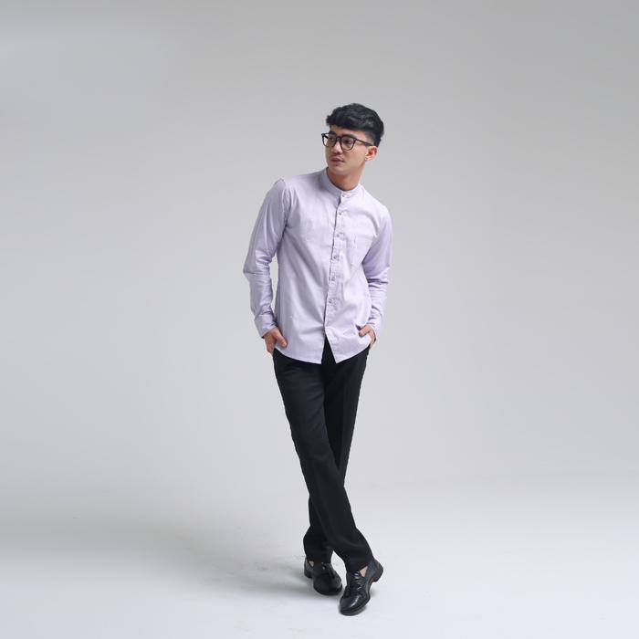 Gambar iNeat Kemeja Pria Linen Lengan Panjang Kerah Shanghai Collarless Ungu Lavender - Kemeja Kantor Basic Slimfit Casual Semi Formal Koko Muslim - S dari iNeat Kota Administrasi Jakarta Timur Tokopedia