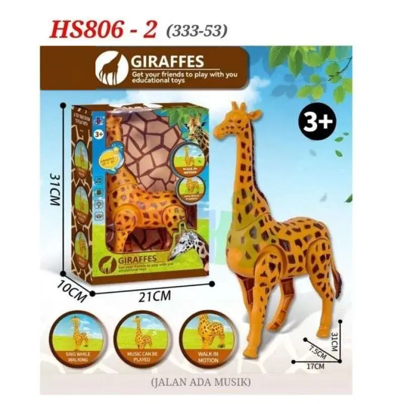 Mainan giraffes mainan edukasi animal jerapah bisa berjalan dan bersuara mainan anak anak Baterai Lampu