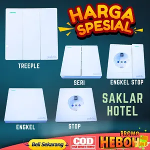 PUSH ON IB Saklar Engkel / Seri / Triple / Stop / Engkel Stop Arde Saklar Rumah Putih Minimalis Mewah Sakelar Lebar SNI Bisa Inbow / Outbow