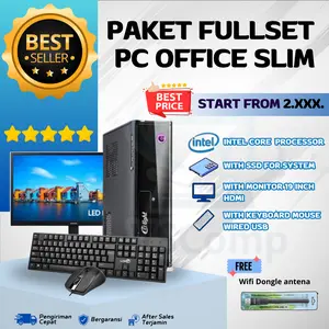 PC Rakitan Fullset Office - Core i5 8GB SSD 256GB + Monitor 19 inch + Keyboard Mouse