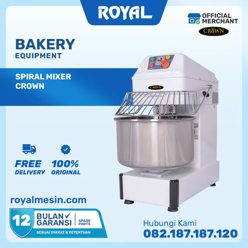 Spiral Mixer atau Pengaduk Adonan Roti 60 Liter CROWN S60 0
