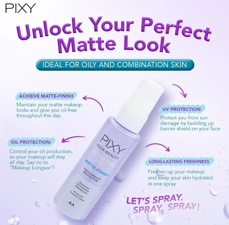 PIXY Aqua beauty Protecting Mist Matte Finish 60ml Setting Spray 3