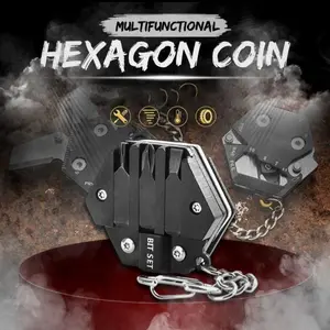 HEXAGONAL KEYCHAIN Gantungan EDC pisau mini obeng multitool / alat multifungsi darurat survival kit