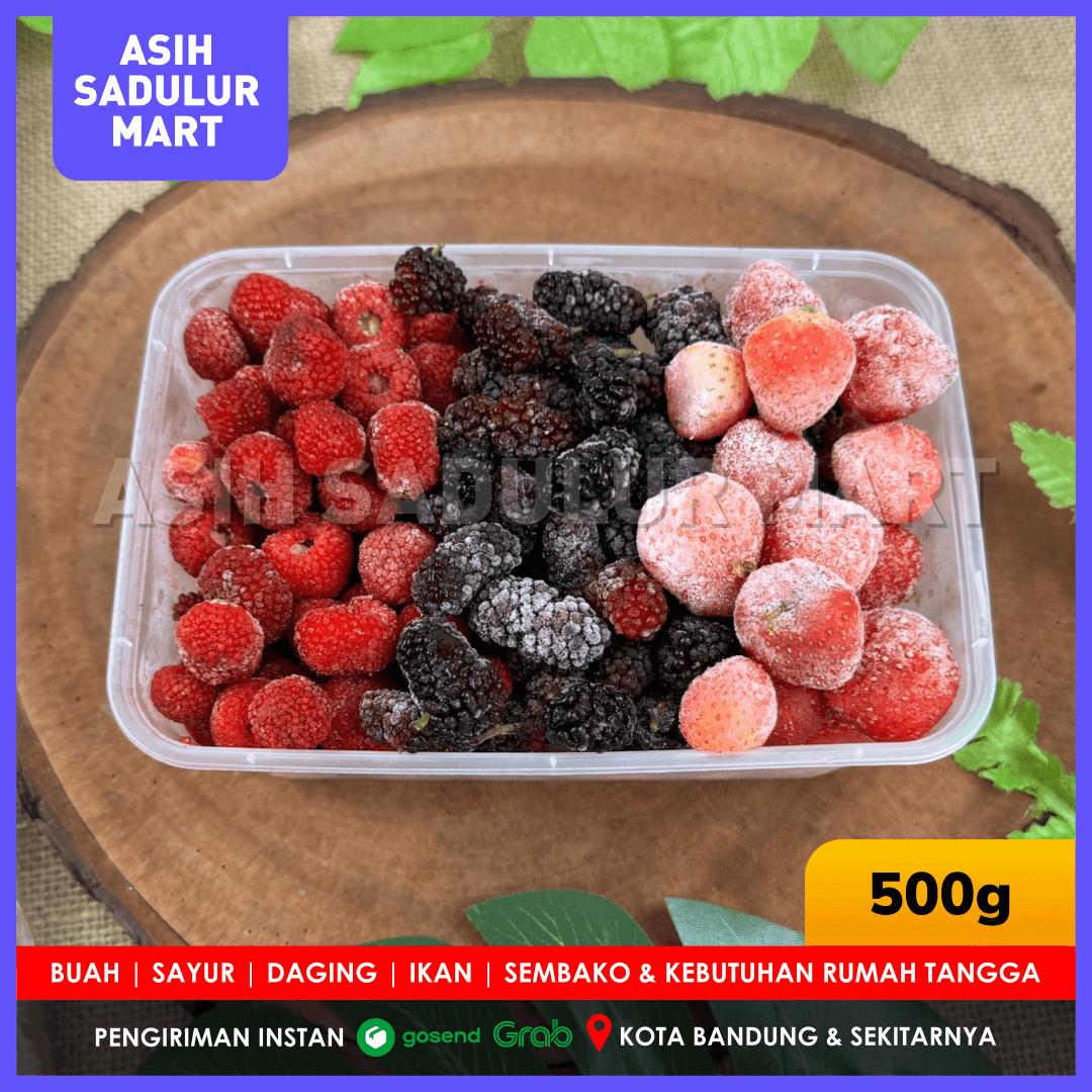 Frozen Berry 500gr Bluberry Strawberry Raspberry Blackberry Buah Beku