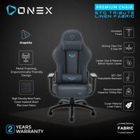 Gambar ONEX STC Tribute Kursi Gaming Premium Kualiti Grafite Dengan Desain Ergonomis Dan Bahan Kain Linen Adjustable Backrest 90°–135° Kapasitas 100 kg Chair Furniture dari Click & Go Tokopedia Kota Bandung 1 Tokopedia