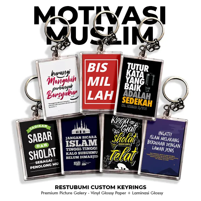 Gantungan Kunci Akrilik Islami Muslim Muslimah Bolak Balik