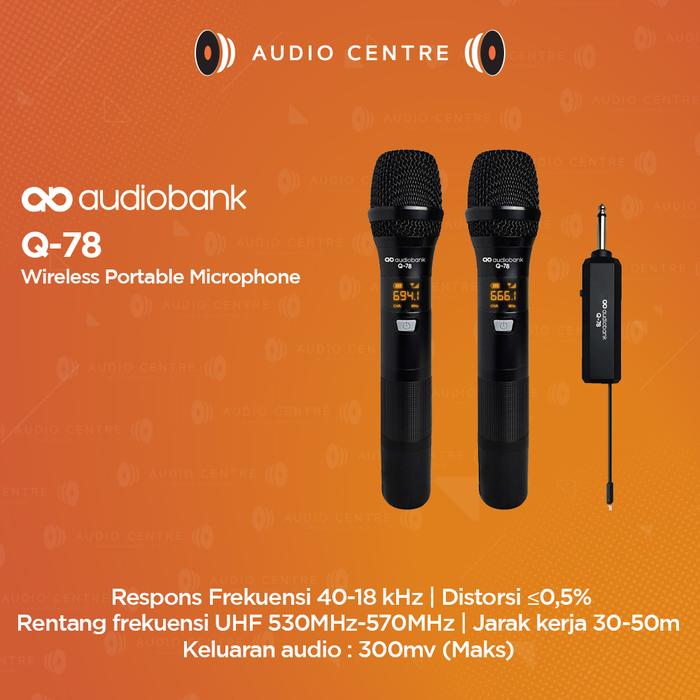 Gambar Audiobank Q-78 Q78 Q 78 Wireless Portable Microphone dari Audio Centre Official Kota Administrasi Jakarta Barat Tokopedia