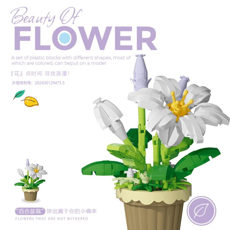 Blok Bangunan Bunga Lengkap Dengan Pot | Bricks Flowers Cantik Lucu Untuk Hadiah Pasangan Pajangan Dinding Meja Kantor 5