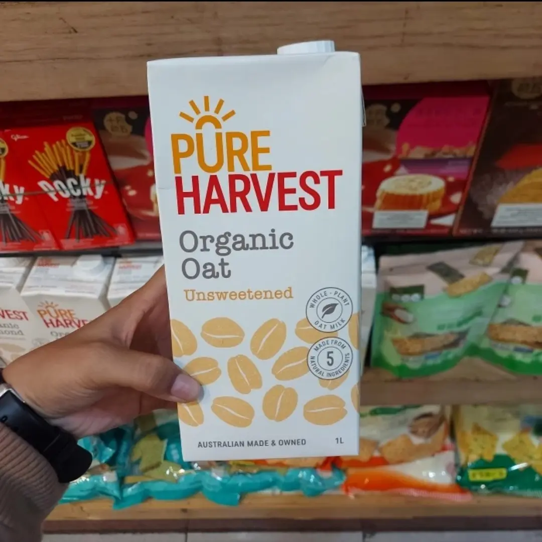 pure harvest organic oat milk unsweetened 1L susu oat australia sehat