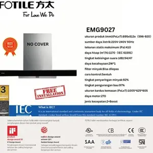 Fotile Cooker Hood Chimney EMG9027 / EMG 9027 - Turbo System - 90 cm