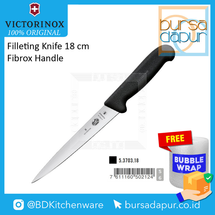 Gambar Victorinox Filleting Knife Flexible Blade (Rata) 18 cm Black Fibrox Handle (5.3703.18) dari Bursa Dapur Mall Kota Administrasi Jakarta Barat Tokopedia