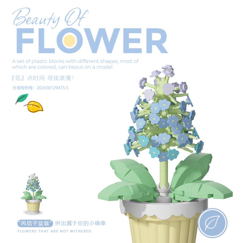 Blok Bangunan Bunga Lengkap Dengan Pot | Bricks Flowers Cantik Lucu Untuk Hadiah Pasangan Pajangan Dinding Meja Kantor 6