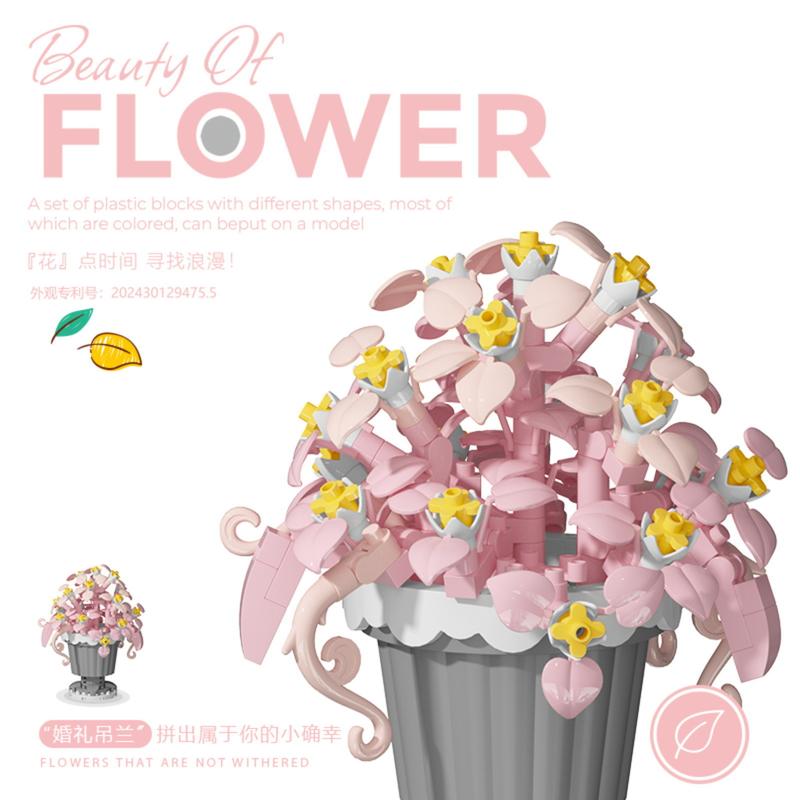 Blok Bangunan Bunga Lengkap Dengan Pot | Bricks Flowers Cantik Lucu Untuk Hadiah Pasangan Pajangan Dinding Meja Kantor 3