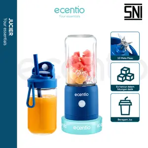 ecentio mini portable blender 10 pisau juicer 2 Cup dengan sedotan 380ml+380ml Kaca Tebal Multifungsi Pop ice
