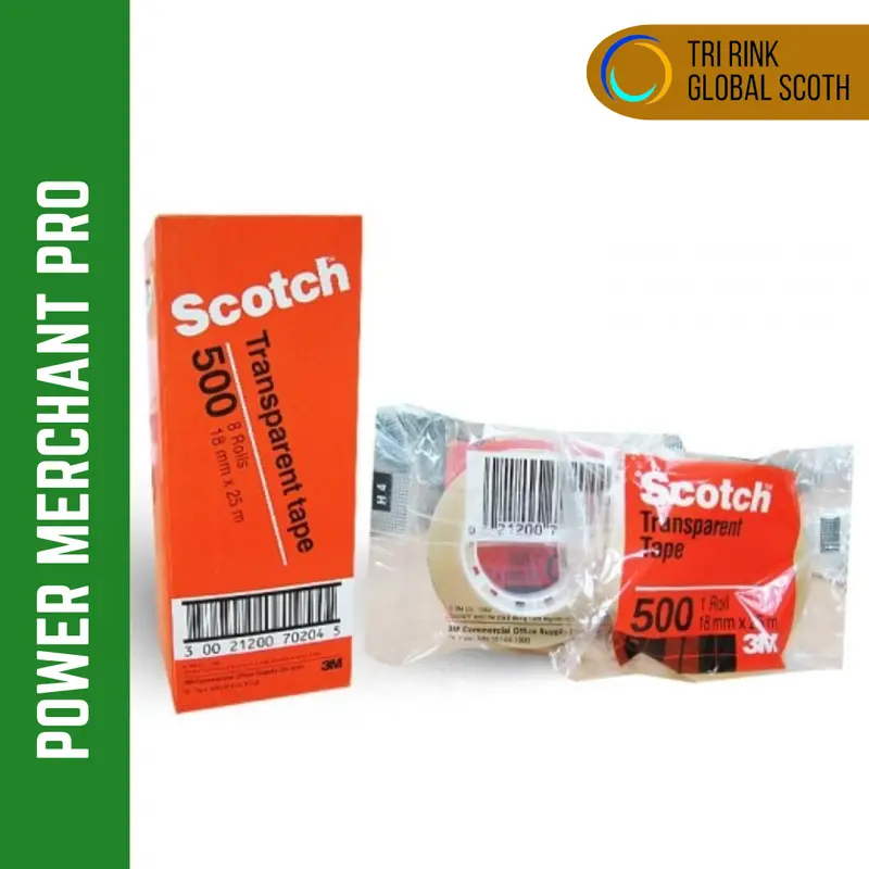 selotip bening 3M Scotch 500 Transparent Tape - 12 mm x 33 M 0