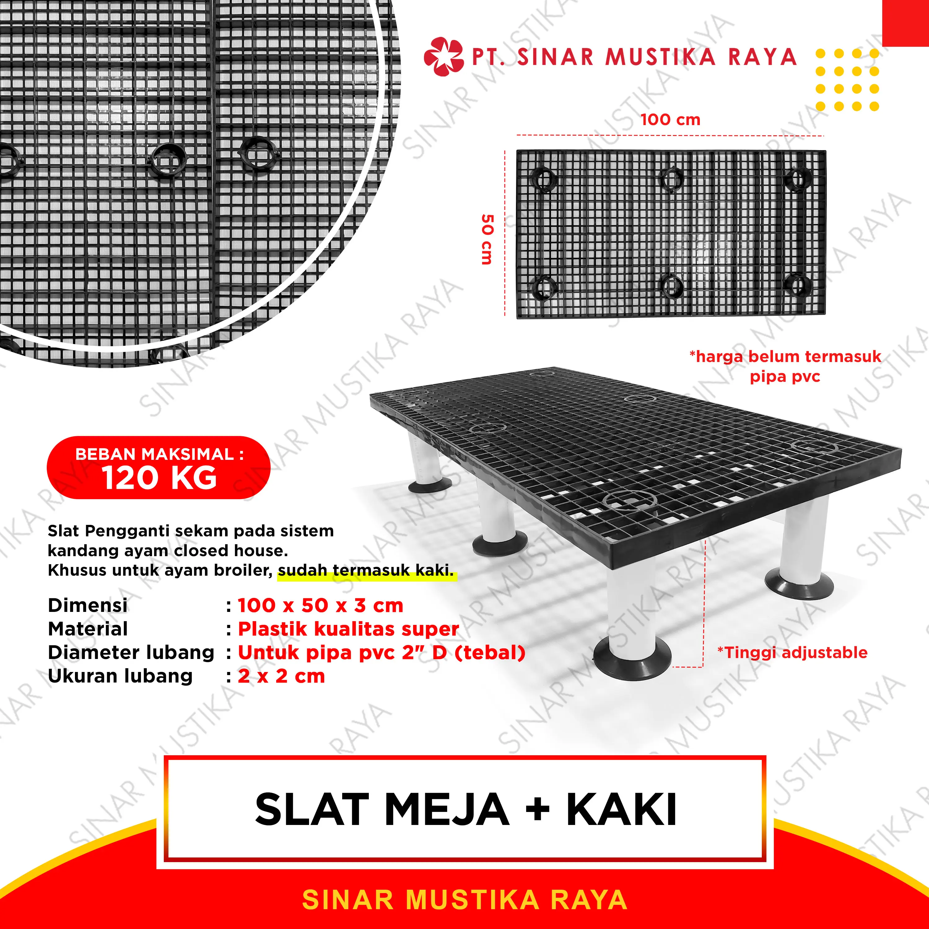 Slat Plastik Meja Lantai Pijakan Tatakan Alas Kandang Ayam Tanpa Sekam