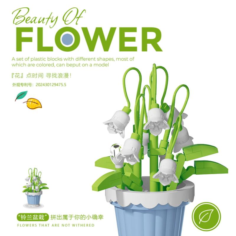 Blok Bangunan Bunga Lengkap Dengan Pot | Bricks Flowers Cantik Lucu Untuk Hadiah Pasangan Pajangan Dinding Meja Kantor 1