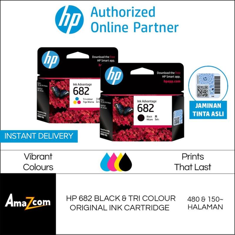 Tinta HP 682  Black+Tri Colour 1 Set Original Cartridge Tinta Printer HP 1216 2335 2336 2337 2775 2776 2875 2876 4275 6475