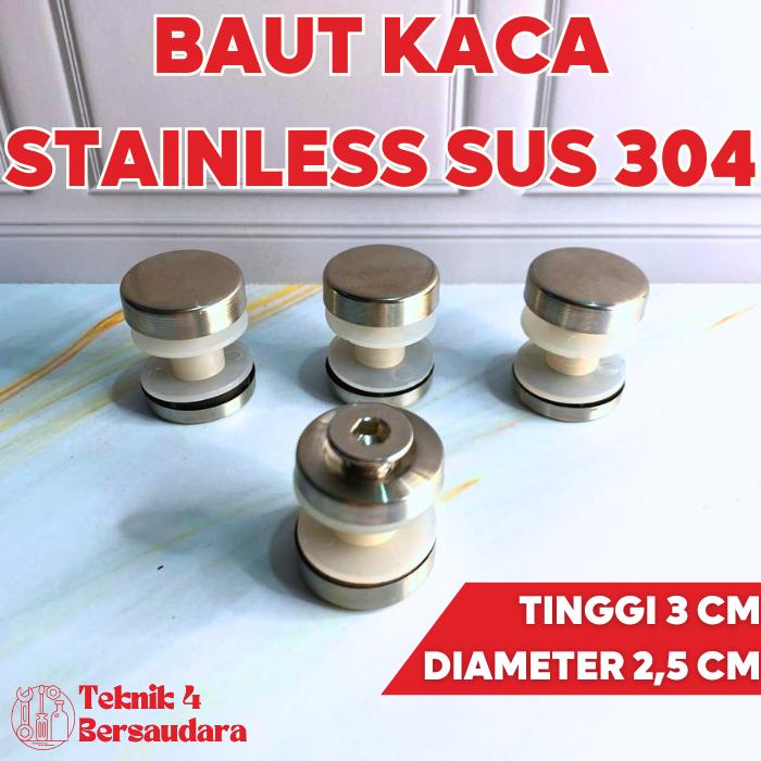 BAUT KACA STAINLESS 304 BAUT PENJEPIT KACA TIANG RAILING - Shop | Tokopedia