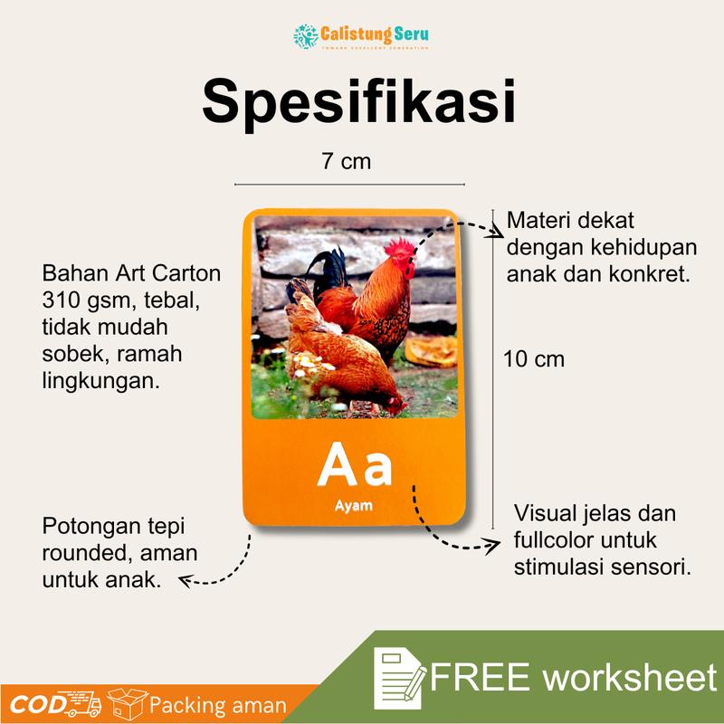 Flash card Alfabet Huruf Besar - Kecil Media Belajar Anak dengan Box 3