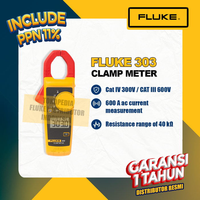 Gambar FLUKE 303 - AC 600A Digital Clamp Meter dari FlukeDistributorIndonesia Kota Semarang Tokopedia