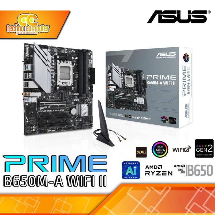Gambar MOTHERBOARD ASUS PRIME B650M-A WIFI II - mATX, AM5, B650, DDR5 dari Techno Computer Bali Kota Denpasar Tokopedia