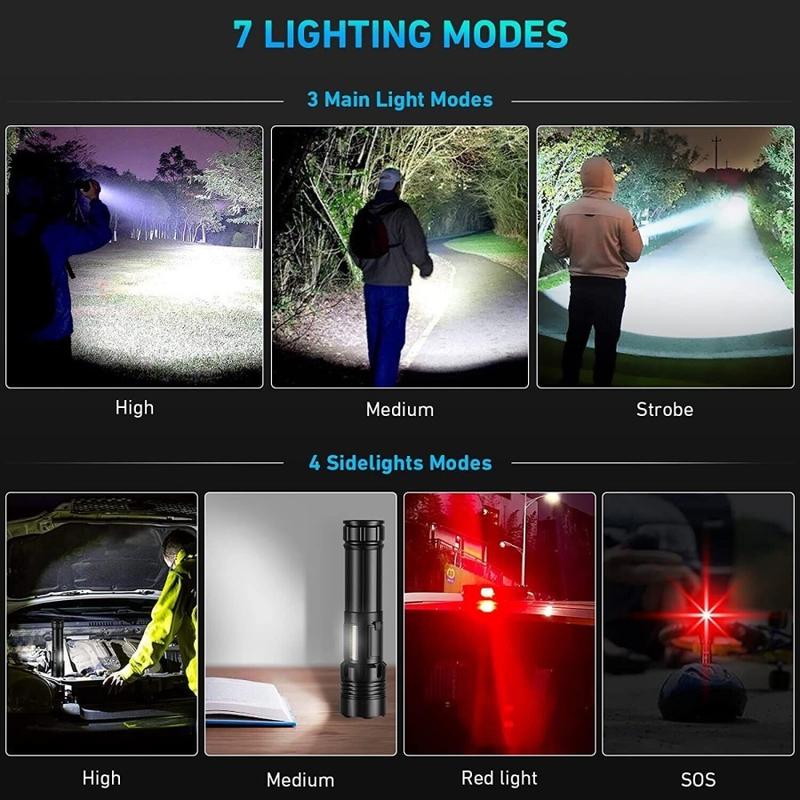 Senter LED XHP70 SWAT ZOOM Super Terang Tactical Flashlight 90000 Lumens USB Rechargeable Outdoor Tahan Air 3