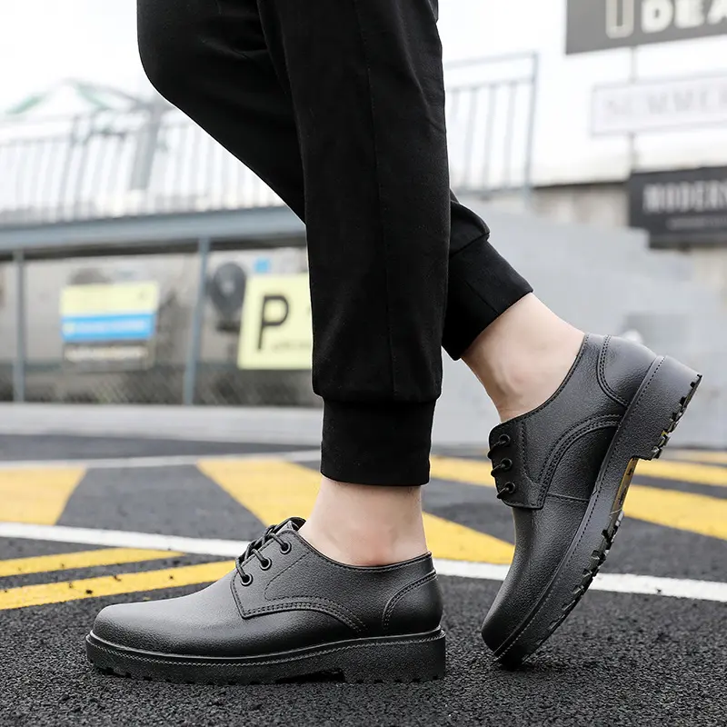 Sepatu Pantofel Pria Hitam Polos Docmart Kasual Premium Import Slip On Tali Cowok Kantor Formal SPT-26 6
