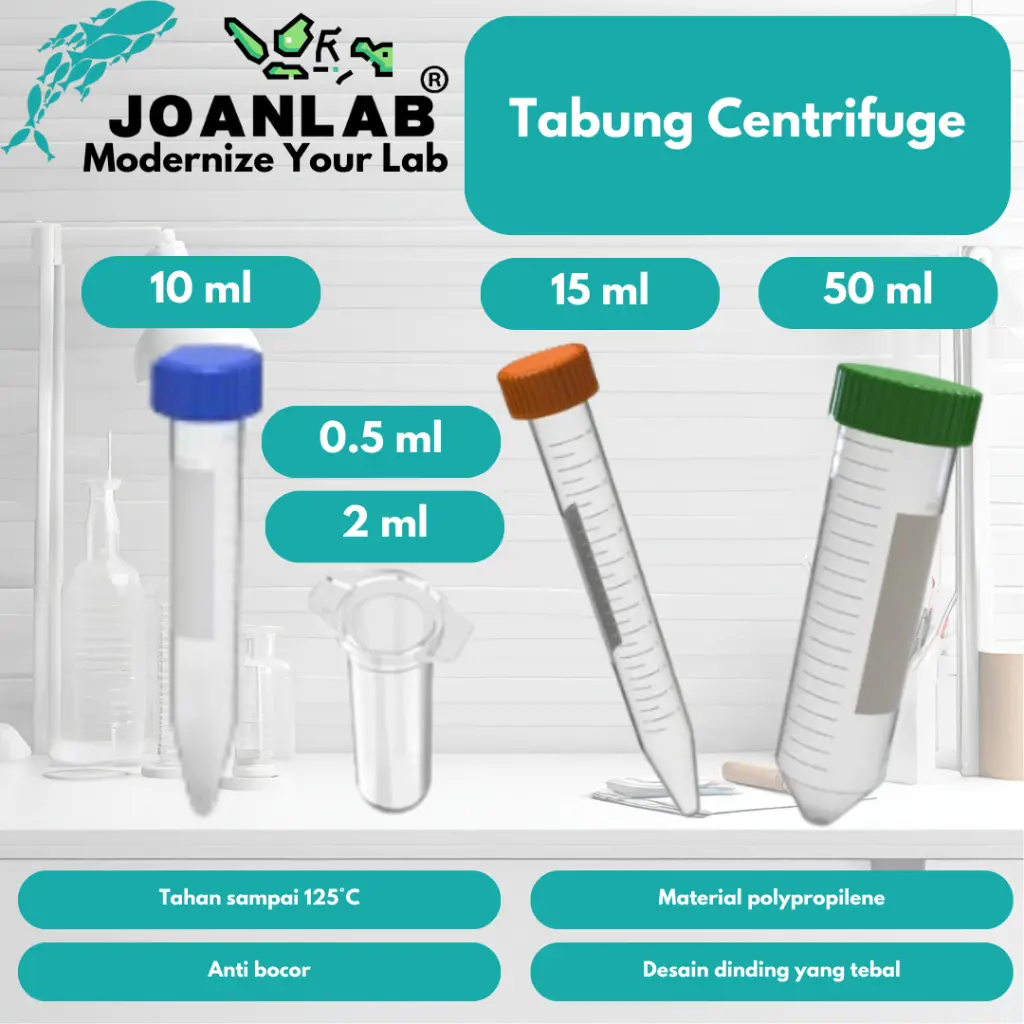 JOANLAB Centrifuge Tube Tabung Sentrifugal Volume 0.5ml/2ml/10ml/15ml/50ml