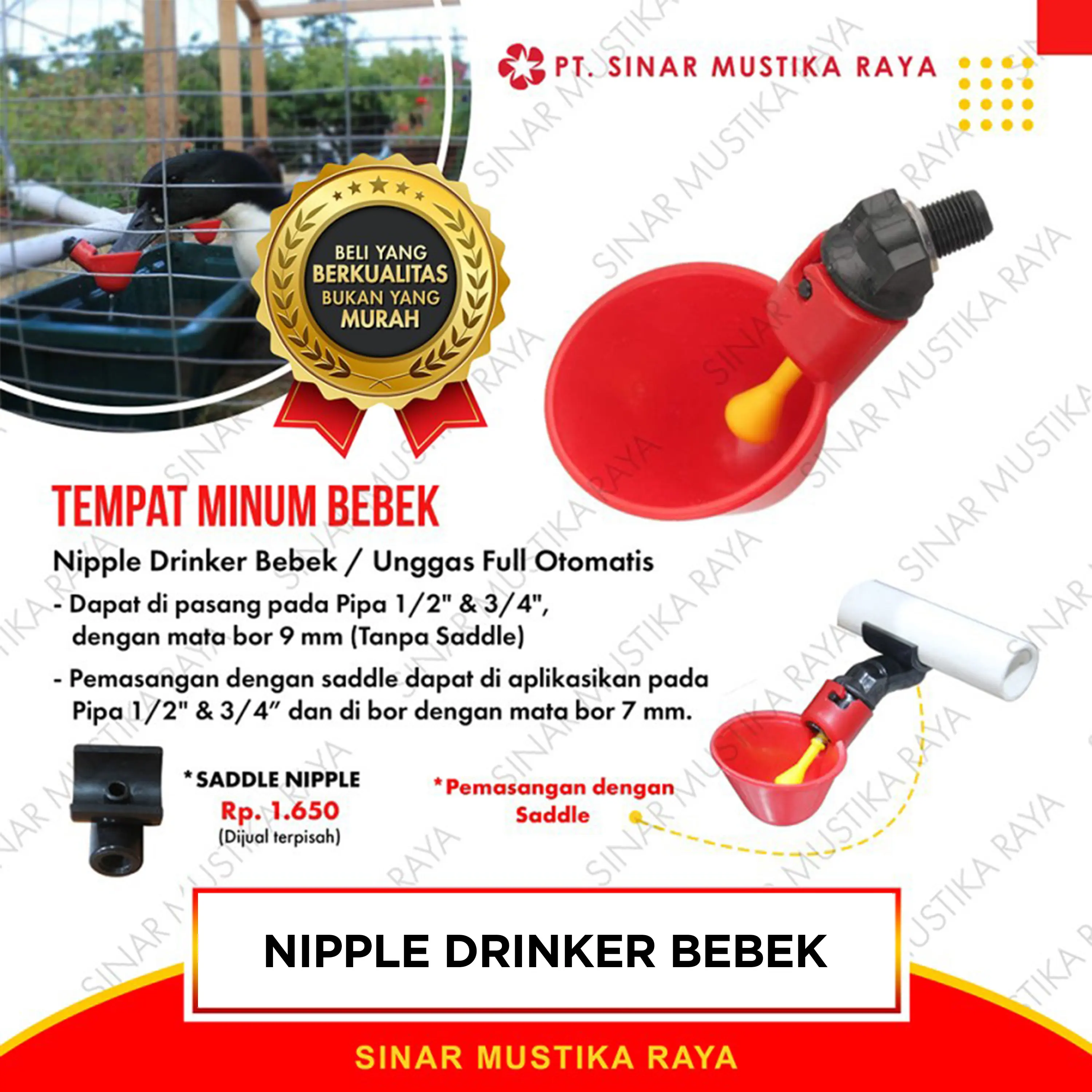 Nipple Drinker Bebek / Unggas Full Otomatis - Alat Ternak Ayam Unggas