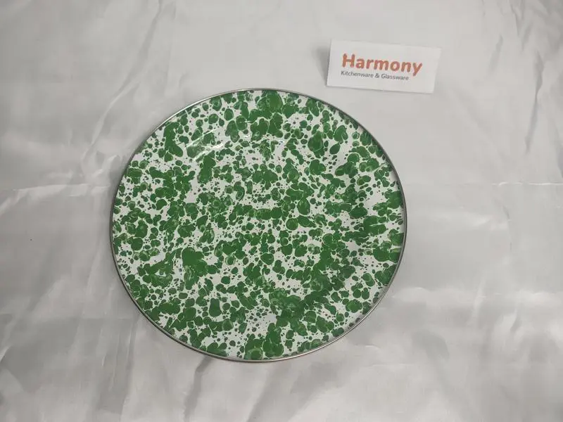 KIG Piring Makan 25cm Enamel Blirik Hijau Piring Jadul Kuno Premium Tebal 1