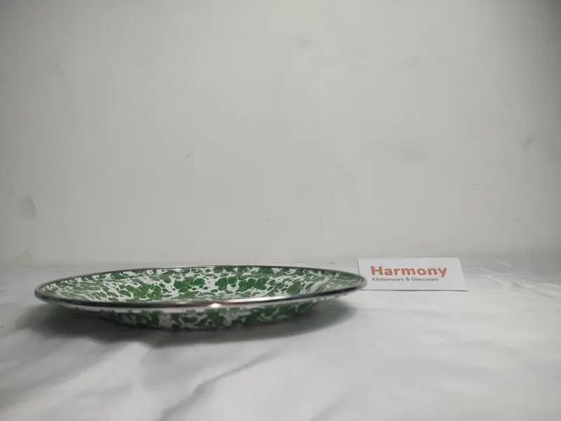 KIG Piring Makan 25cm Enamel Blirik Hijau Piring Jadul Kuno Premium Tebal 2