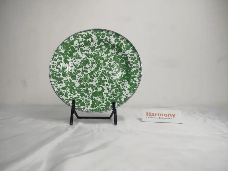 KIG Piring Makan 25cm Enamel Blirik Hijau Piring Jadul Kuno Premium Tebal 0