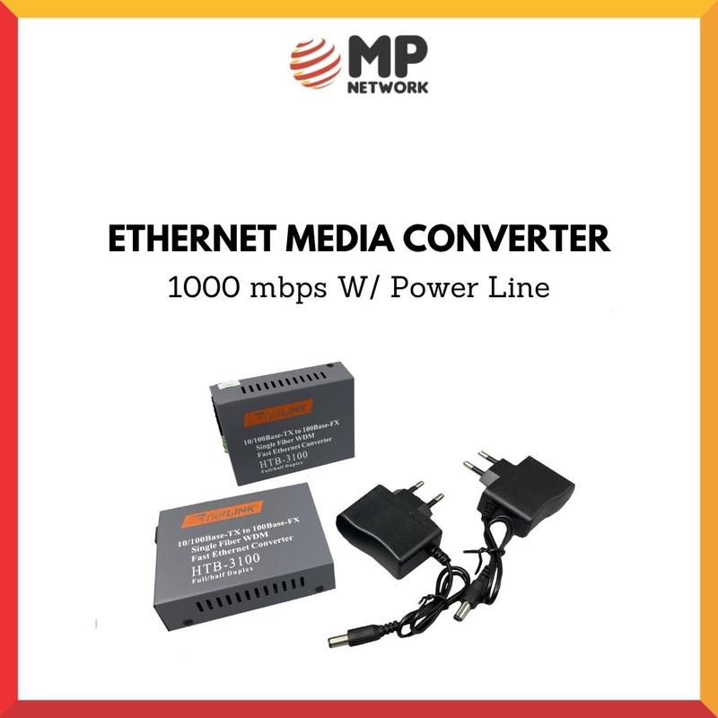 ETHERNET MEDIA CONVERTER 1000 & 100 WITH POWER LINE Netlink-MP Network ...