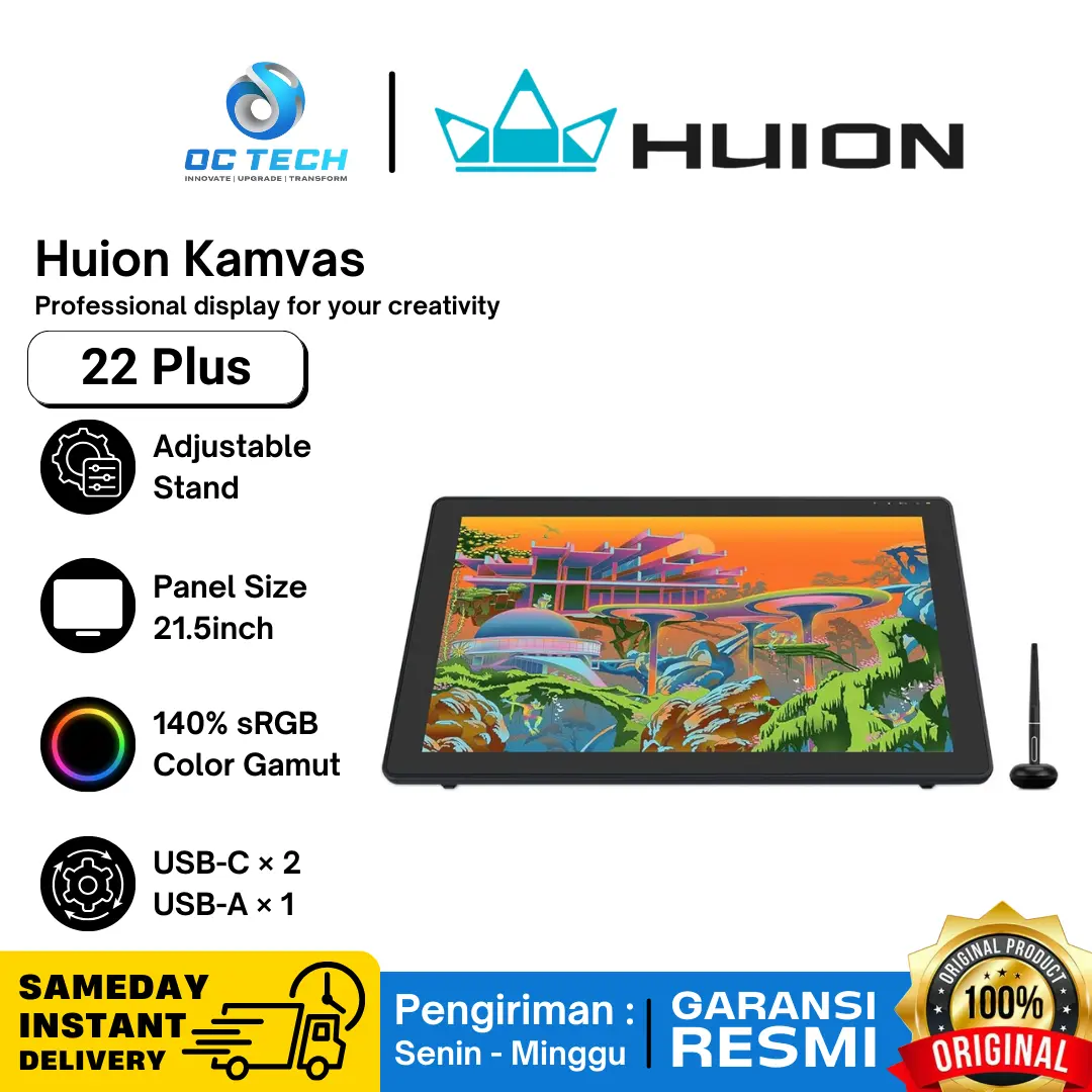 Huion Kamvas 22 Plus GS2202 Pen Tablet - Garansi Resmi ready stock