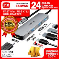 Gambar USB Hub Converter Type C Hub Adapter Laptop Macbook Ipad Tablet Type C 3.1 to HDMI 4K USB 3.0 Type C Power Delivery 100W 5 Port 5 in 1 PX UCH150 dari PX Official Store Kota Administrasi Jakarta Utara 1 Tokopedia