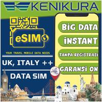 Gambar ESIM Europe internet paket data e sim Eropa UK united Kingdom London England Italy Ireland Austria Sweden Denmark iIali e-sim Kenikura - 180 Days 50GB dari Kenikura Tour Kota Tangerang Selatan 1 Tokopedia