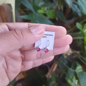 Anting Perak 925 Handmade Rose quartz