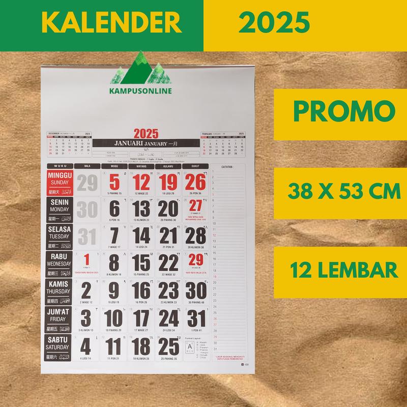 PROMO KALENDER DINDING 38 CM x 54 CM TERMURAH EDISI TERBARU 2