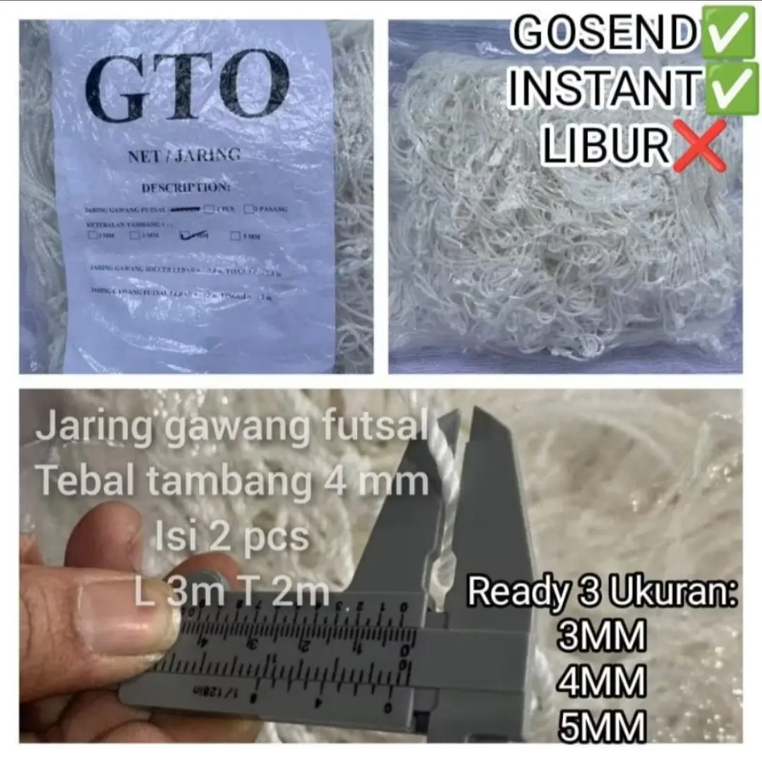 Jaring gawang futsal 4mm jaring net futsal GTO Murah