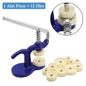 Alat Servis Jam Tangan Press Tutup Belakang Arloji Tool Kit Repair Watch Metal Body Set 12 Dies