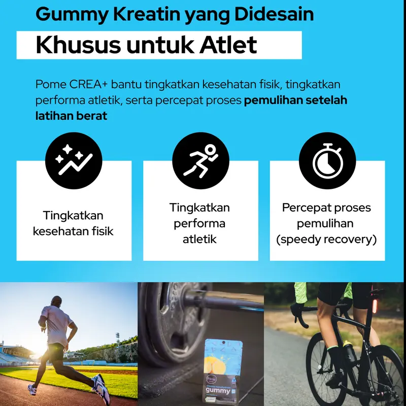 Pome CREA+ High Protein Creatine Gummy with Vitamin B12, D3, and Zinc (Tingkatkan performa atletik & percepat recovery setelah latihan) 2