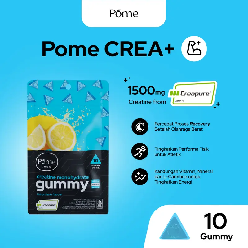 Pome CREA+ High Protein Creatine Gummy with Vitamin B12, D3, and Zinc (Tingkatkan performa atletik & percepat recovery setelah latihan) 0