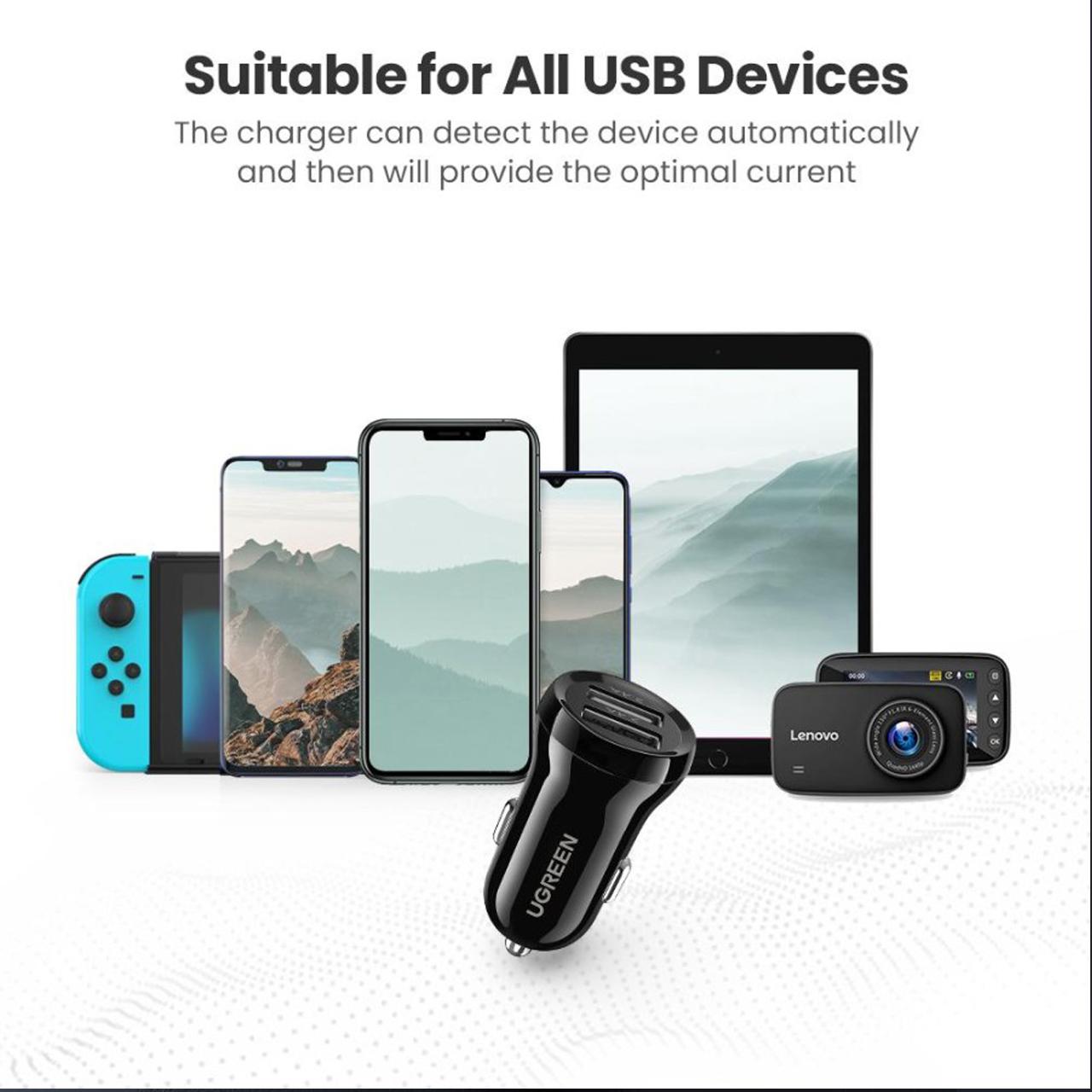 Car Charger Dual Port USB A/Type C UGREEN 52.5W PD QC Fast Charging